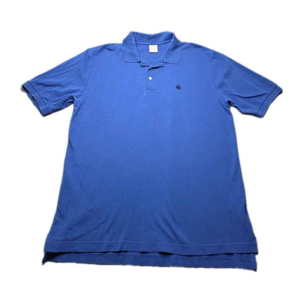 Brooks Brothers Polo Shirt Mens Large Blue Performance Slim Fit Cotton Golf